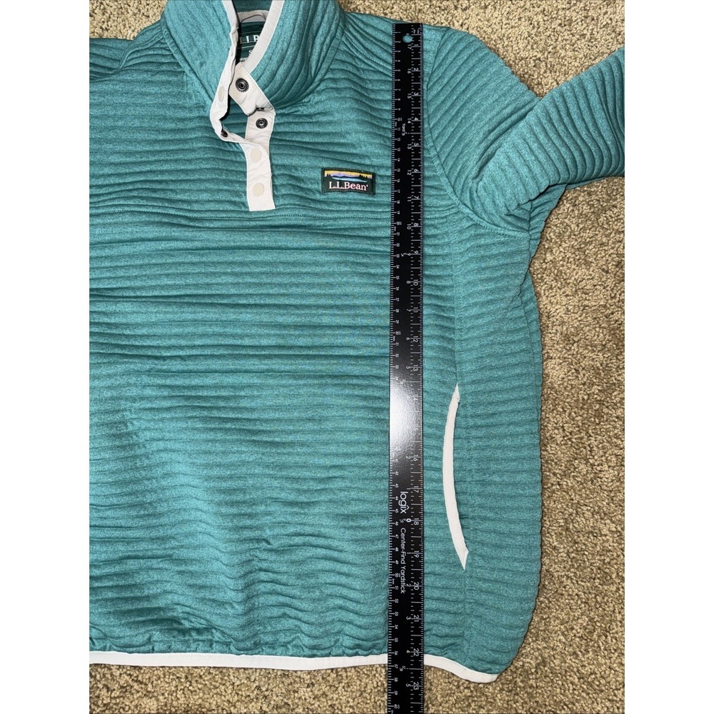 L.L. Bean Women's Small Petite Green Airlight Knit 1/4 Snap Pullover - Picture 5 of 7